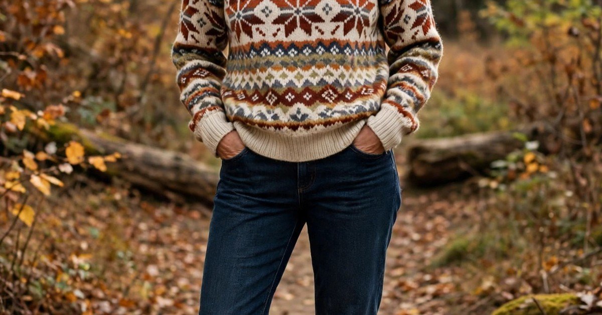 Fall outfit 17: fair-isle sweater with shearling boots